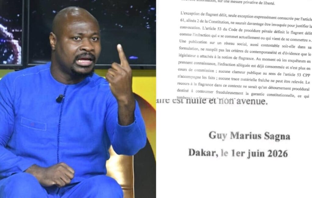 Découvrez le document de 4 pages envoyé par Guy Marius Sagna à la gendarmerie !
